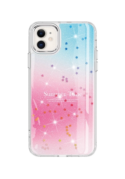 Apple Uyumlu iPhone 11 Kılıf Simli Desenli Parlak Zore Task Kapak Pembe