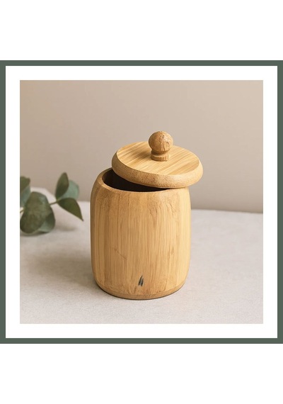 Bezos Kapaklı Ahşap Bambu Şekerlik 7.5 X 8.5 Cm Bzstk