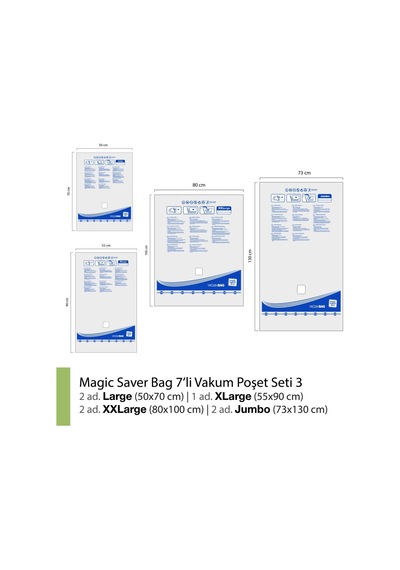 Magic Saver Bag 7´Li Vakumlu Poşet Seti 3