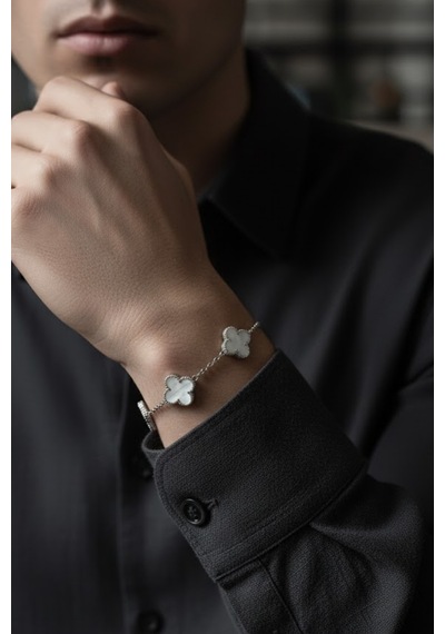 Taşlı Royal Pearl Petal Model Erkek Çelik Bileklik Diğer