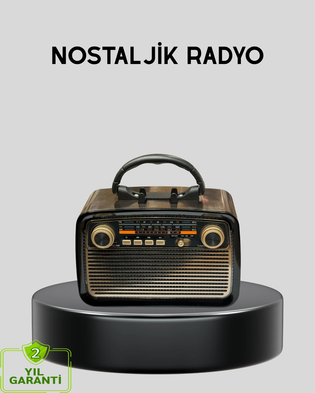 Led Li Nostaljik Bluetooth Hoparlör - Vintage Tasarım, Ahşap Doku