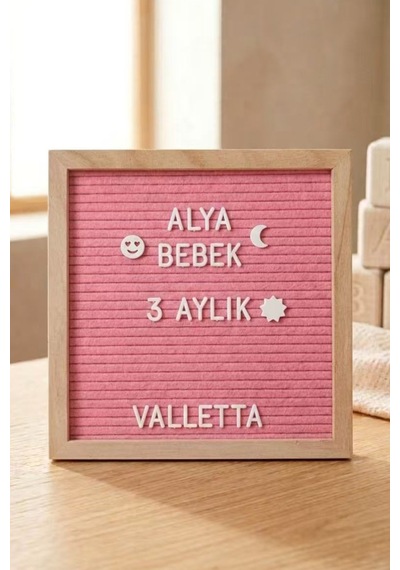 Palomita Ahşap Pembe Yazı Panosu Mesaj Tahtası Ve Beyaz Harf Seti 230 Karakter Pembe Beyaz