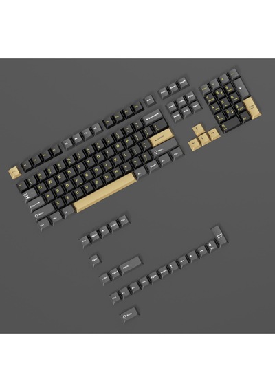 Mekanik Klave- Pbt Çift Baskı Keycap Seti Gri Siyah- Krem 128 Tuşlu Keycap