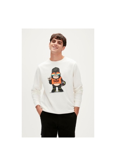 Bad Bear Funky Crewneck Erkek Beyaz Sweatshirt 23.02.12.014-c04 Siyah