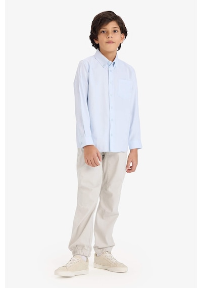 Defacto Erkek Çocuk Polo Yaka Oxford Uzun Kollu Basic Düz Gömlek W3215a626spbe61 Mavi-be61
