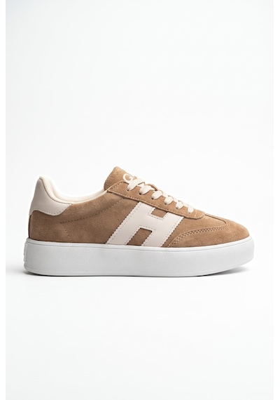V.S.H Velvet Kadın Yüksek Tabanlı Sneaker Leopar Desen Spor Ayakkabı Terra-2519 Vizon