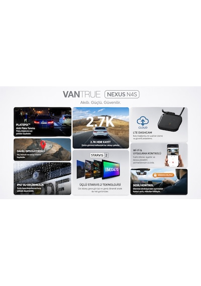 Vantrue Nexus N4s 3 Kameralı 2.7k Qhd Wi-Fi Araç Kamerası