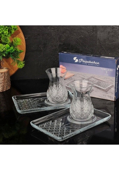 Paşabahçe 54851 Timeless Çay Tabağı 2'li 18,2x12 Cm Şeffaf