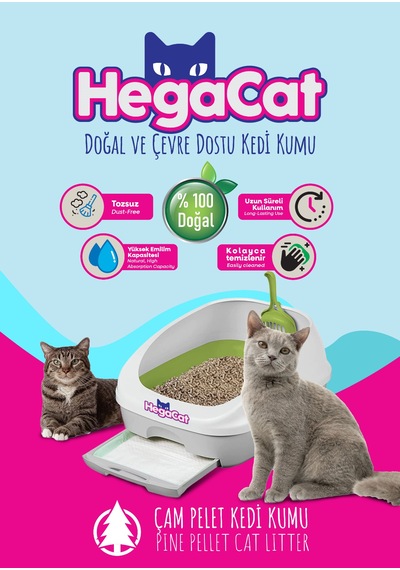 Hegacat Çam Peleti Kedi Kumu Kokusuz Ve Topaklaşmayan 30 L