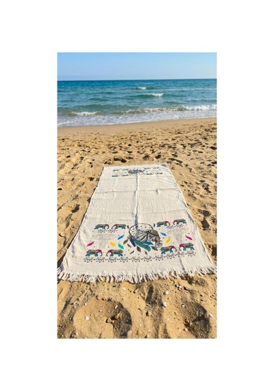%100 Pamuk 4 Katlı Müslin Kumaş Plaj Havlusu / Peştemal / Banyo / Hamam Havlusu 90 X 190 Cm Bej - 867203634 Bej