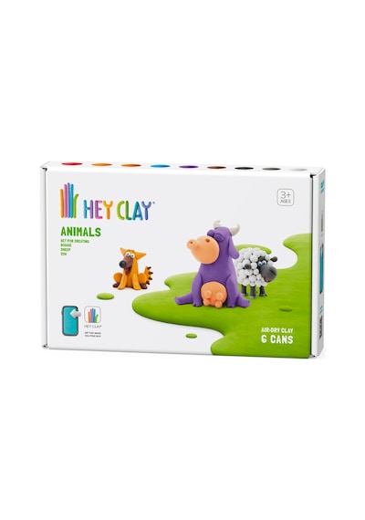 Hey Clay Hava İle Kuruyan Kil 6'lı Kutu - Hayvanlar İnek, Köpek, Koyun