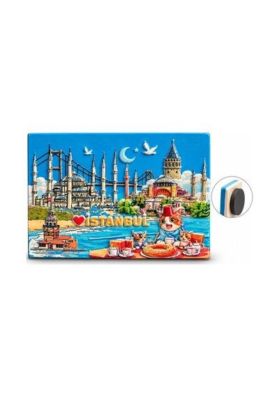 Özel Üretim İstanbul Temalı Polyester Magnet Şehir Hatırası Dekoratif Hatıra