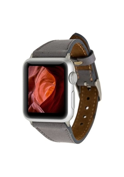 Apple Watch Uyumlu Deri Kordon 42-44-45mm Slim Rst9 Gri Diğer