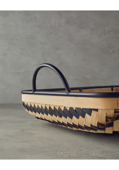 Bamboo Bambu Dekoratif Tepsi Natural-siyah