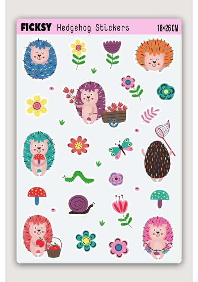 Sevimli Kirpi Ailesi Sticker Seti 23 Adet Etiket Çıkartma Diğer