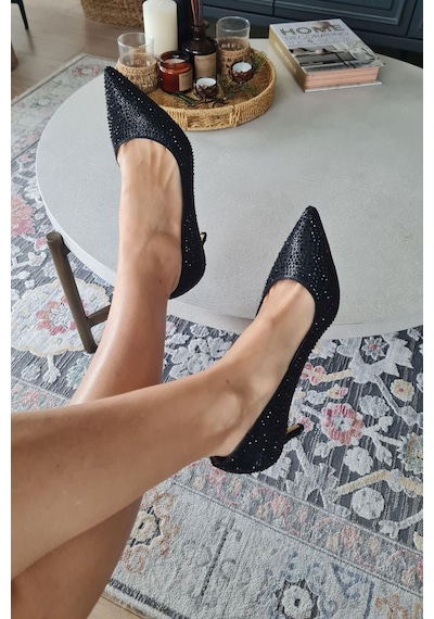 036 0450 Taslı Topukla Kadın Taşlı Stiletto Abiye Ayakkabı 001