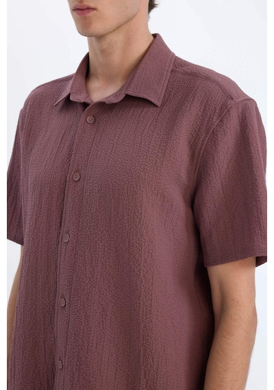 DeFacto Regular Fit Polo Yaka Krinkıl Yazlık Kısa Kollu Gömlek E1223AX25SMBN375
