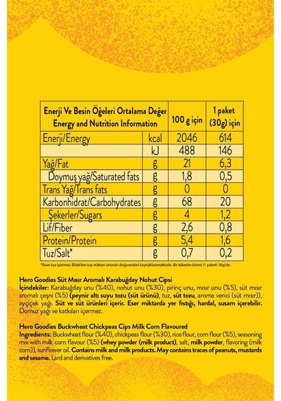 Hero Goodies Süt Mısırlı Cips 8 x 30 G