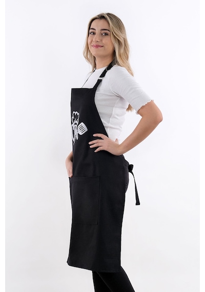 Unisex Master Chef Ayar Askılı Mutfak Önlüğü Siyah