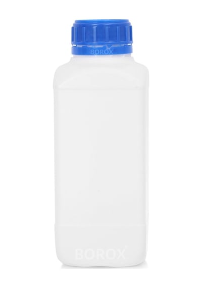 Borox Plastik Kare Şişe Mavi Kilit Kapaklı Sızdırmaz Numune Şişesi 5 x 1 L