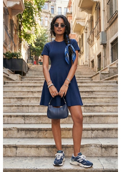 Lela Bayan Elbise 5866342 Lacivert Lacivert