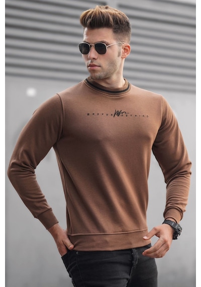 Madmext Kahverengi Triko Erkek Kazak 5288 Kahverengi