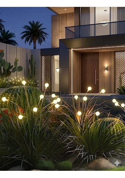 2 Adet Solar 6 Led'li Güneş Enerjili Ateş Böceği Bahçe Balkon Saksı Aydınlatması Lamba
