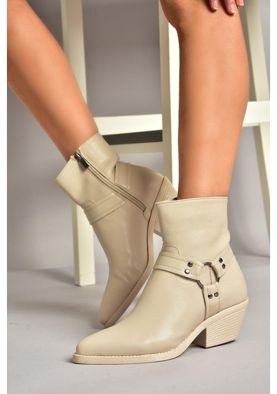 Fox Shoes T404400609 Bej Kalın Topuklu Kadın Bot Bej-suni Deri Bej Fox Shoes T404400609 Bej Kalın Topuklu Kadın Bot Bej-suni Deri Bej