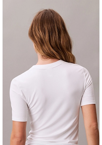 Calvin Klein Jeans Kadın Modal Fitilli Beyaz T-shirt Lv044c901g-yaa Beyaz