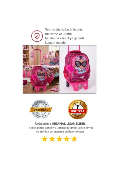 Lol Surprise Bb Air Lisanslı Çıkarılabilir Çekçekli Kız Çocuk Okul Çantası 2183 Pembe - Mavi