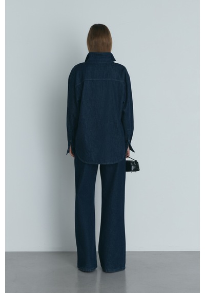 Suud Collection Mavi 88 Oversize Denim Gömlek