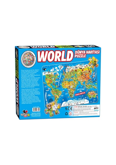 260 Parça Dünya Haritası Puzzle Eğitici Yapboz