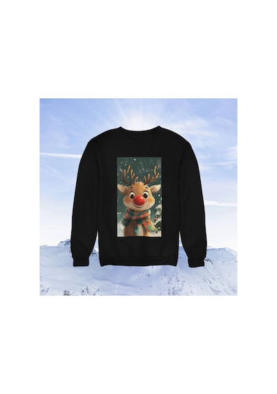 Stil X Yeni Yıl Baskılı Unısex Çocuk Sweatshırt, Chrıstmas Temalı Siyah-3