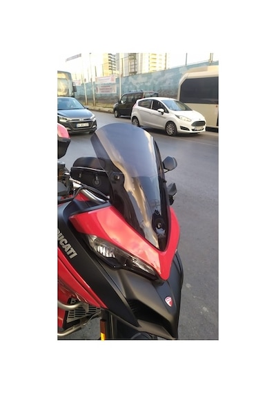 Zeus Motor 2015-18 Ducati Multistrada 1200 Ön Cam 51cm 4mm Koyu Füme Motosiklet Camı Çok Renkli
