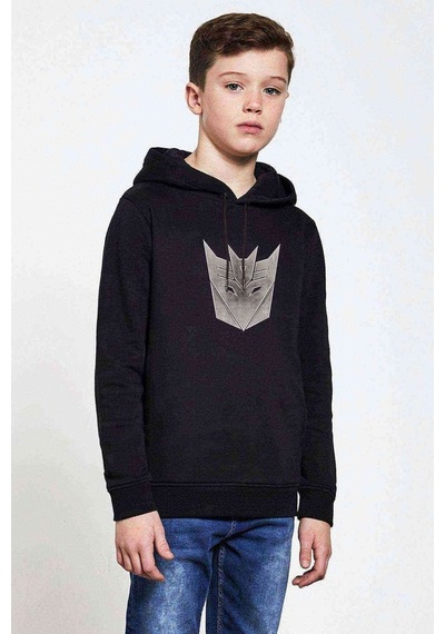 Tshirthane Transformers Baskılı Unisex Çocuk Kapüşonlu Siyah Sweatshirt (528616242) Siyah
