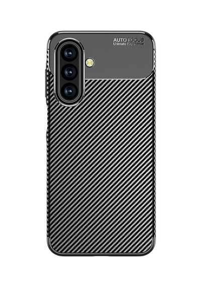 Galaxy Uyumlu A17 Kılıf Karbon Görünümlü Silikon Kamera Korumalı Üstün Koruma Pazarplus Siyah