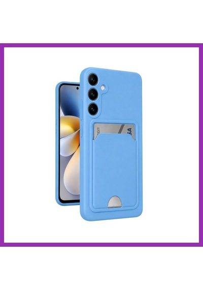Bezos Samsung Galaxy S24 Kılıf Kelvin Kartvizitli Silikon - Mavi Bty