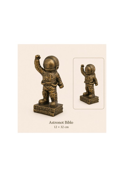 Astronot Polyester Biblo Antik Bronz 12 32 Cm
