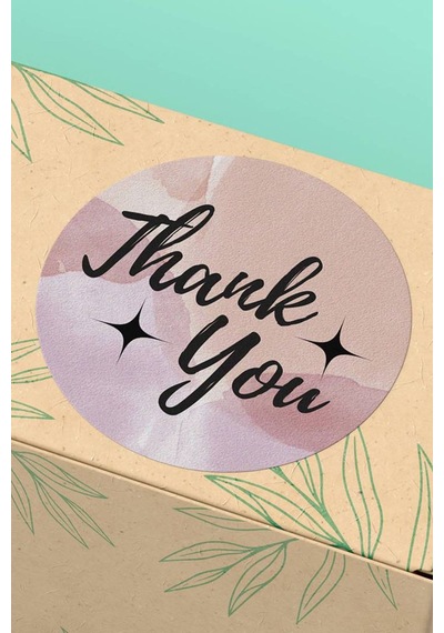 Dokulu Pembe Thank You Kargo Paketleme Sticker 3x3cm St2120 Çok Renkli