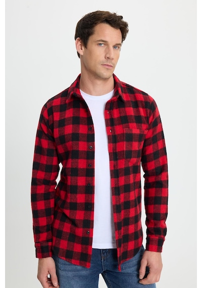 Tudors Erkek Slim Fit Dar Kesim Uzun Kollu Cepli Kareli Dama Desenli Kışlık Oduncu Gömlek-41694 Çok Renkli Tudors Erkek Slim Fit Dar Kesim Uzun Kollu Cepli Kareli Dama Desenli Kışlık Oduncu Gömlek-41694 Çok Renkli