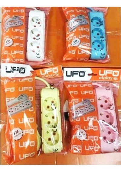 Ufo Fuşya 3lü 5metre Kablolu Topraklı Grup Priz/ Bakır Kablo