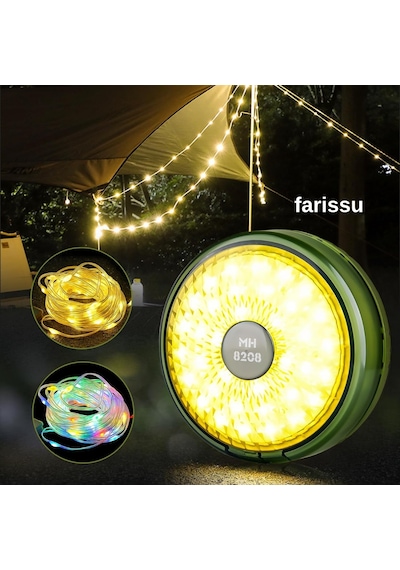 8 Fonksiyonlu 10 Metre Rgb Led Kamp Lambası Powerbank Özellikli, Type-c Şarjlı, Taşınabilir Işık Zinciri Çok Renkli