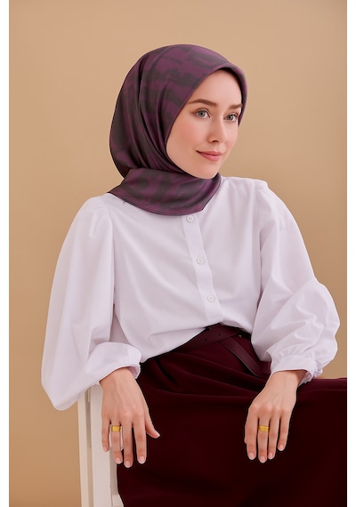 Silk Home Tivil Saf İpek 11491 - 52137 Mor Dokulu Desen mor