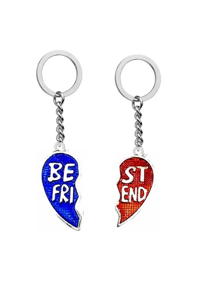 Kalp Best Friends Arkadaşlık Anahtarlık Veya Çanta Süsü İkili Çif Çok Renkli
