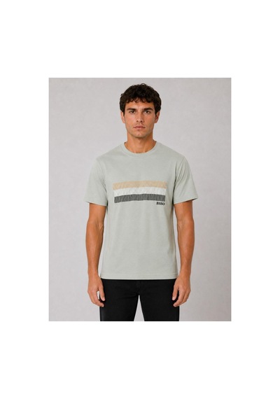 Hzr Wear Erkek Nakış Baskı Detaylı Sıfır Yaka Regular Fit %100 Pamuk Tişört Yeşil