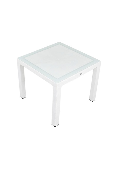 Depootoptan Mandella 90X90 Elit Rattan Masa (Camlı) Beyaz