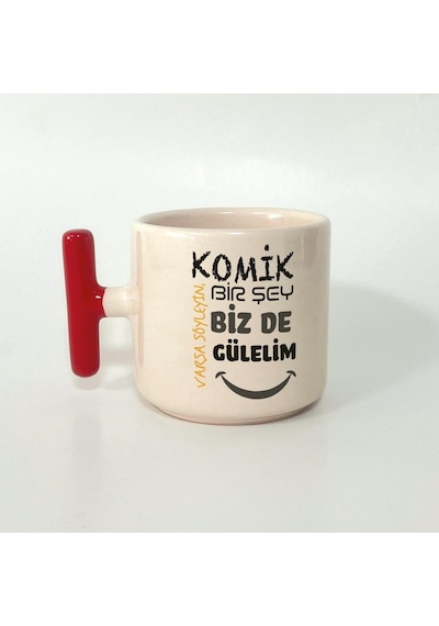 Biz De Gülelim Baskılı Kırmızı Kulplu T Öğretmenler Günü Kupası
