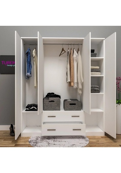Melisa 4 Kapılı 2 Çekmeceli Gardrop Mdf Antrasit Melisa 4 Kapılı 2 Çekmeceli Gardrop Mdf Antrasit