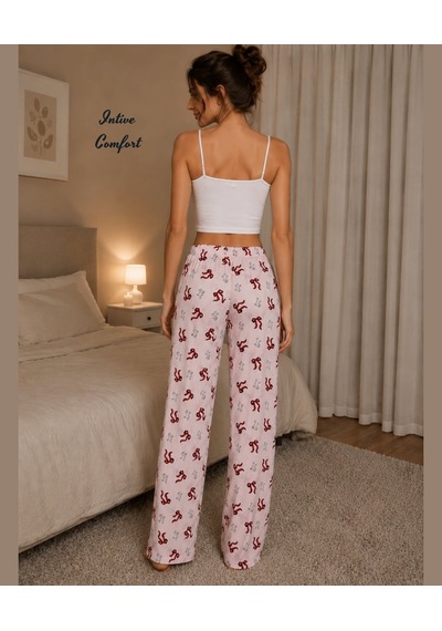 Intive Lingerie Intive Comfort Pudra Üzerine Kırmızı/siyah Kurdele Desenli Beli Lastikli Pijama Altı Intive Lingerie Intive Comfort Pudra Üzerine Kırmızı/siyah Kurdele Desenli Beli Lastikli Pijama Altı