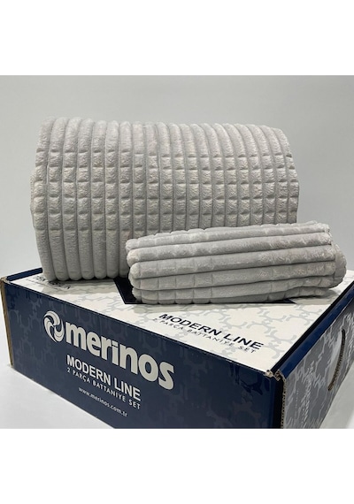 Merinos Modern Line Tek Kişilik 2 Parça Battaniye Seti - Gri Gri